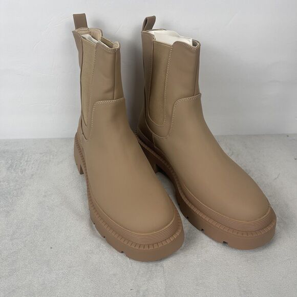 DREAM PAIRS Platform Chelsea Ankle Boots Chunky Lug Sole Size 9 Beige Sdab2210w - Picture 2 of 10
